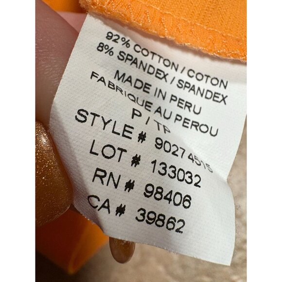 Theory Orange Short Cap Sleeve Pleated Neck T-shirt Top Pima Cotton Stretch P XS - Picture 11 of 11